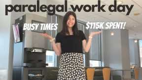 PARALEGAL AT INTELLECTUAL PROPERTY LAW FIRM: spending $115K, dinner with college friend, busy times