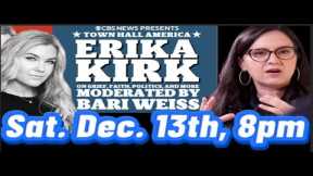 Erika Kirk, widow of husband Charlie Kirk, town-hall, moderated by CBS Bari Weiss.